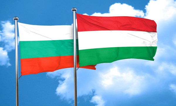 bulgaria flag with Hungary flag, 3D rendering