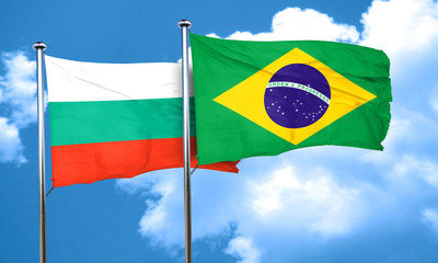 bulgaria flag with Brazil flag, 3D rendering
