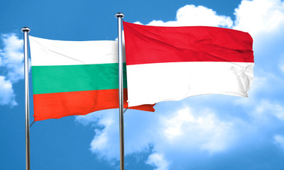 bulgaria flag with Indonesia flag, 3D rendering