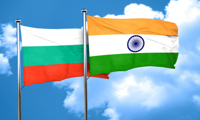 bulgaria flag with India flag, 3D rendering