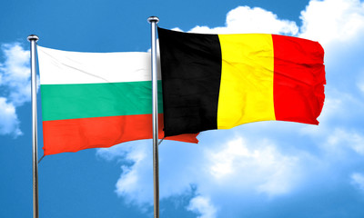 bulgaria flag with Belgium flag, 3D rendering