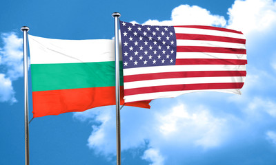 bulgaria flag with American flag, 3D rendering