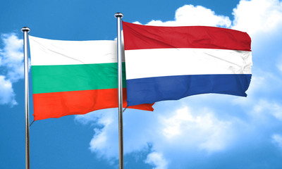 bulgaria flag with Netherlands flag, 3D rendering