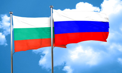 bulgaria flag with Russia flag, 3D rendering