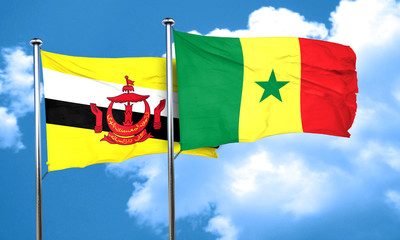 Brunei flag with Senegal flag, 3D rendering