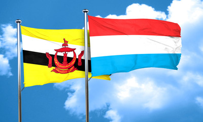 Brunei flag with Luxembourg flag, 3D rendering