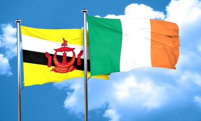 Brunei flag with Ireland flag, 3D rendering