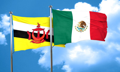 Brunei flag with Mexico flag, 3D rendering