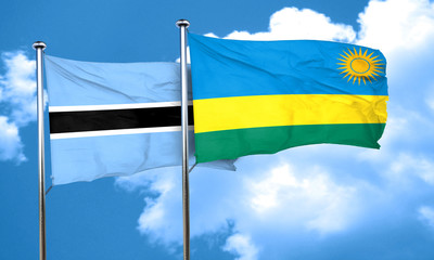 Botswana flag with rwanda flag, 3D rendering