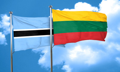 Botswana flag with Lithuania flag, 3D rendering
