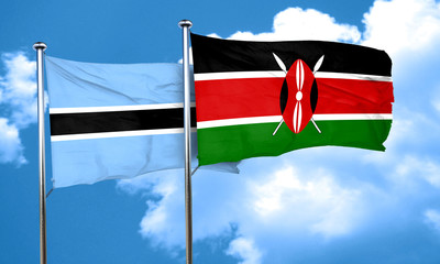 Botswana flag with Kenya flag, 3D rendering
