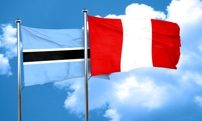Botswana flag with Peru flag, 3D rendering