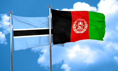Botswana flag with afghanistan flag, 3D rendering
