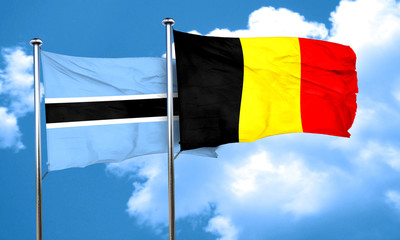 Botswana flag with Belgium flag, 3D rendering
