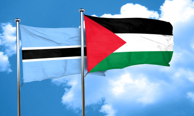 Botswana flag with Palestine flag, 3D rendering