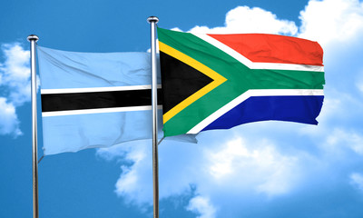 Botswana flag with South Africa flag, 3D rendering