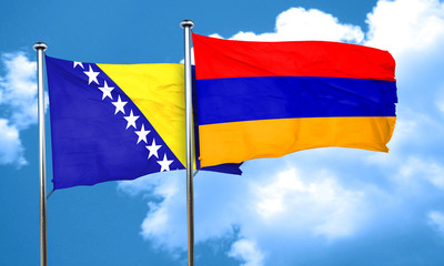 Bosnia and Herzegovina flag with Armenia flag, 3D rendering