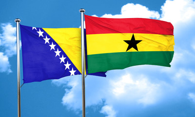 Bosnia and Herzegovina flag with Ghana flag, 3D rendering