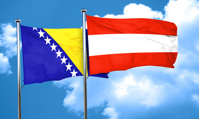 Bosnia and Herzegovina flag with Austria flag, 3D rendering