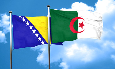 Bosnia and Herzegovina flag with Algeria flag, 3D rendering