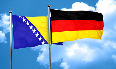 Bosnia and Herzegovina flag with Germany flag, 3D rendering