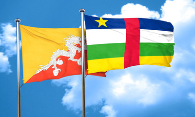 Bhutan flag with Central African Republic flag, 3D rendering