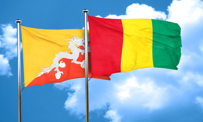 Bhutan flag with Guinea flag, 3D rendering
