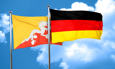 Bhutan flag with Germany flag, 3D rendering