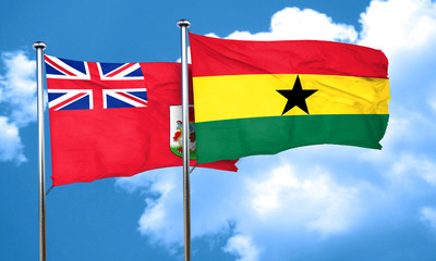 bermuda flag with Ghana flag, 3D rendering