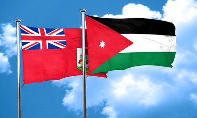 bermuda flag with Jordan flag, 3D rendering
