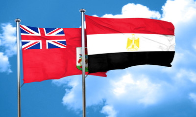 bermuda flag with egypt flag, 3D rendering