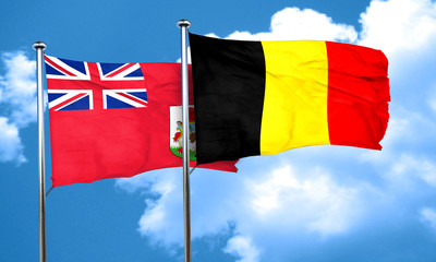 bermuda flag with Belgium flag, 3D rendering
