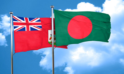 bermuda flag with Bangladesh flag, 3D rendering