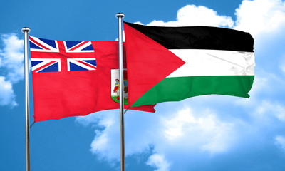 bermuda flag with Palestine flag, 3D rendering