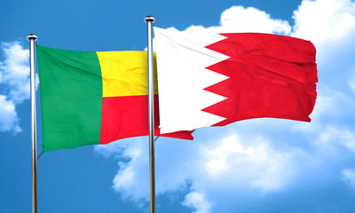 Benin flag with Bahrain flag, 3D rendering