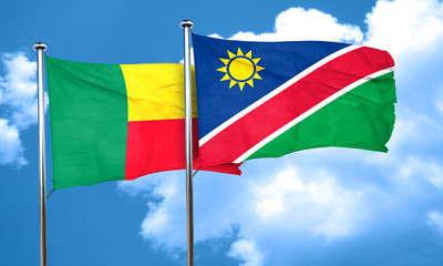 Benin flag with Namibia flag, 3D rendering