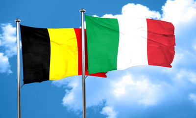 Belgium flag with Italy flag, 3D rendering