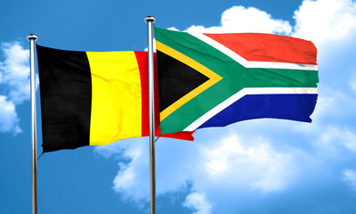Belgium flag with South Africa flag, 3D rendering