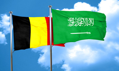 Belgium flag with Saudi Arabia flag, 3D rendering
