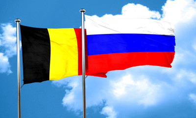 Belgium flag with Russia flag, 3D rendering
