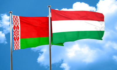 Belarus flag with Hungary flag, 3D rendering