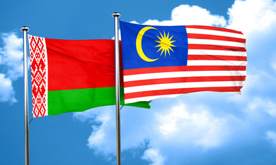 Belarus flag with Malaysia flag, 3D rendering