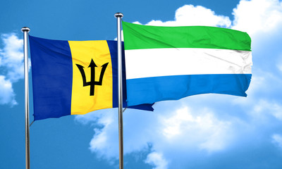 Barbados flag with Sierra Leone flag, 3D rendering