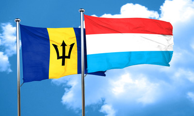 Barbados flag with Luxembourg flag, 3D rendering