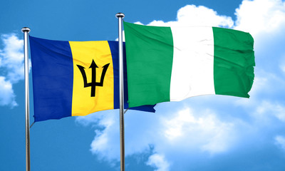 Barbados flag with Nigeria flag, 3D rendering