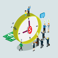 time is money in business work with isometric concept