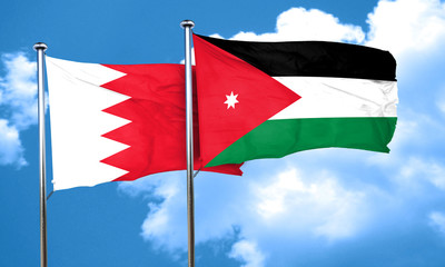 Bahrain flag with Jordan flag, 3D rendering