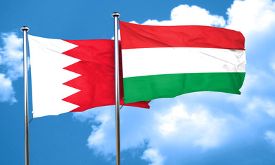 Bahrain flag with Hungary flag, 3D rendering
