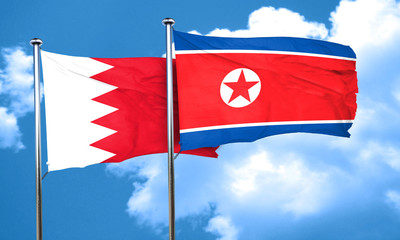 Bahrain flag with North Korea flag, 3D rendering