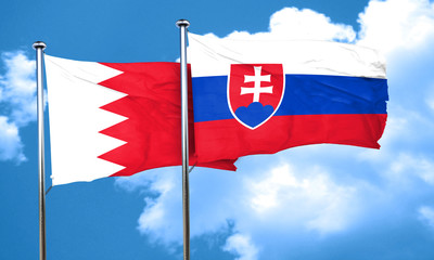 Bahrain flag with Slovakia flag, 3D rendering